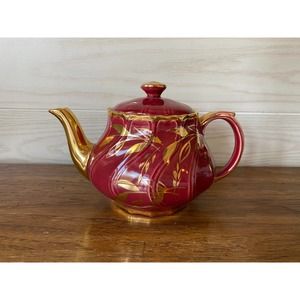 1940’s Sudlow’s Burslem Burgundy Red and Gold Teapot - Made in England